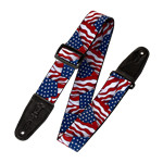 Levys MP-09 USA Flag 2" Poly Strap w/ Leather