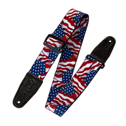 Levys MP-09 USA Flag 2" Poly Strap w/ Leather